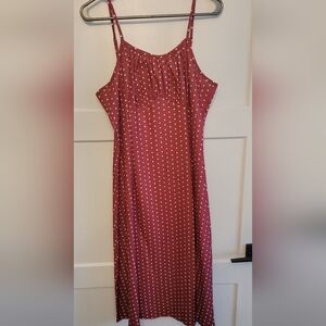Polka Dot Midi Slip Dress in Dusty Rose
